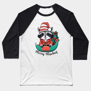 Merry Mischief Raccoon Christmas Sleigh Tee Baseball T-Shirt